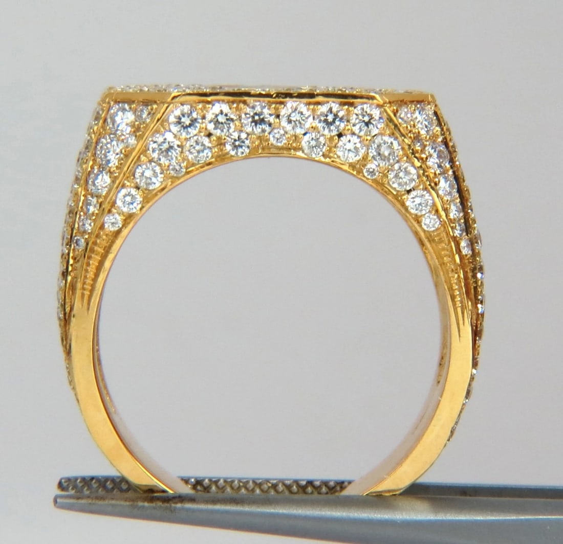 5.60ct. mens natural fancy light brown diamond master bead set pave ring *v - 11