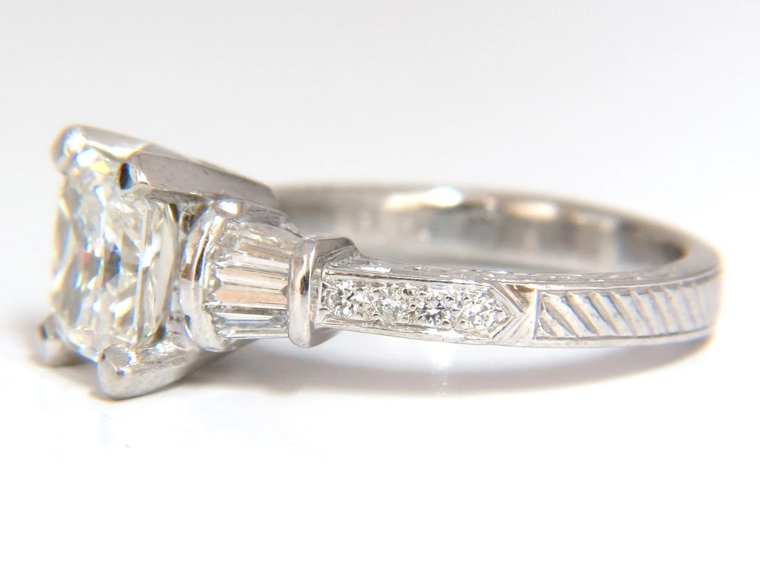 GIA certified 1.50ct. Cushion cut diamond ring G/VVS-2 platinum classic *v - 10