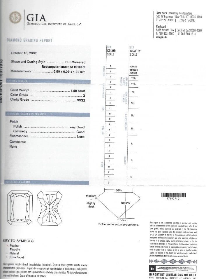 GIA certified 1.50ct. Cushion cut diamond ring G/VVS-2 platinum classic *v - 3