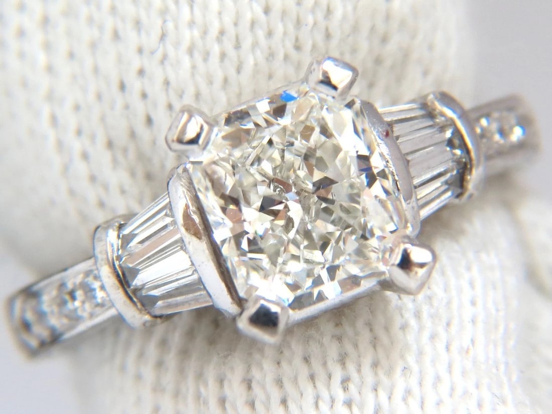 GIA certified 1.50ct. Cushion cut diamond ring G/VVS-2 platinum classic *v - 5