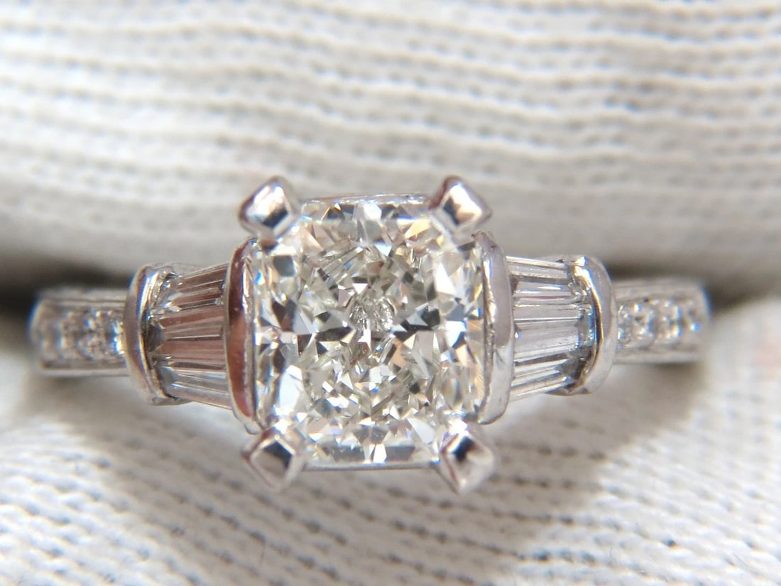 GIA certified 1.50ct. Cushion cut diamond ring G/VVS-2 platinum classic *v - 7