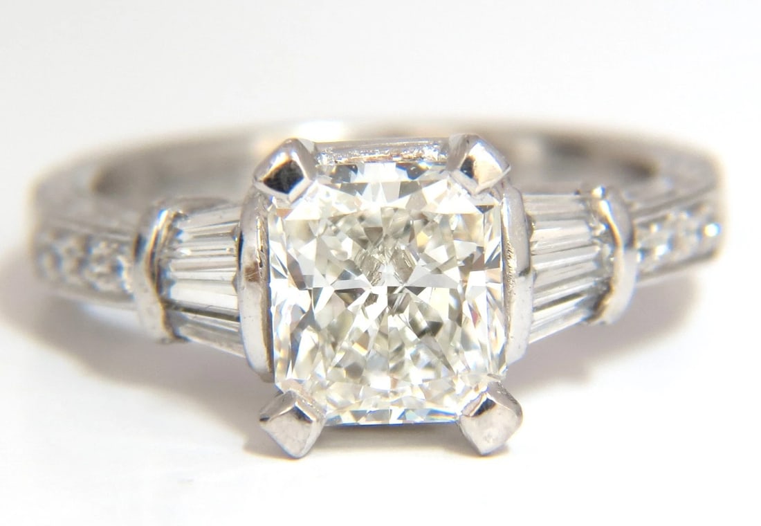 GIA certified 1.50ct. Cushion cut diamond ring G/VVS-2 platinum classic *v - 8