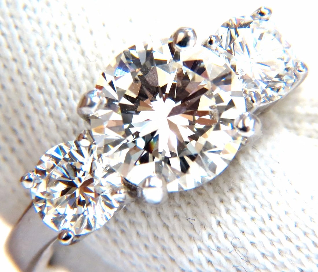 GIA CERTIFIED 4.41CT NATURAL ROUND BRILLIANT DIAMOND RING CLASSIC THREE *v - 10