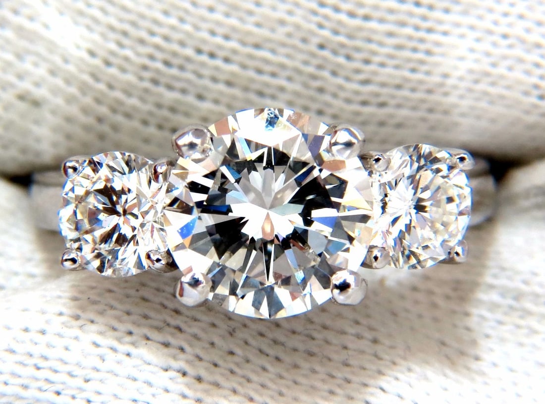 GIA CERTIFIED 4.41CT NATURAL ROUND BRILLIANT DIAMOND RING CLASSIC THREE *v - 7