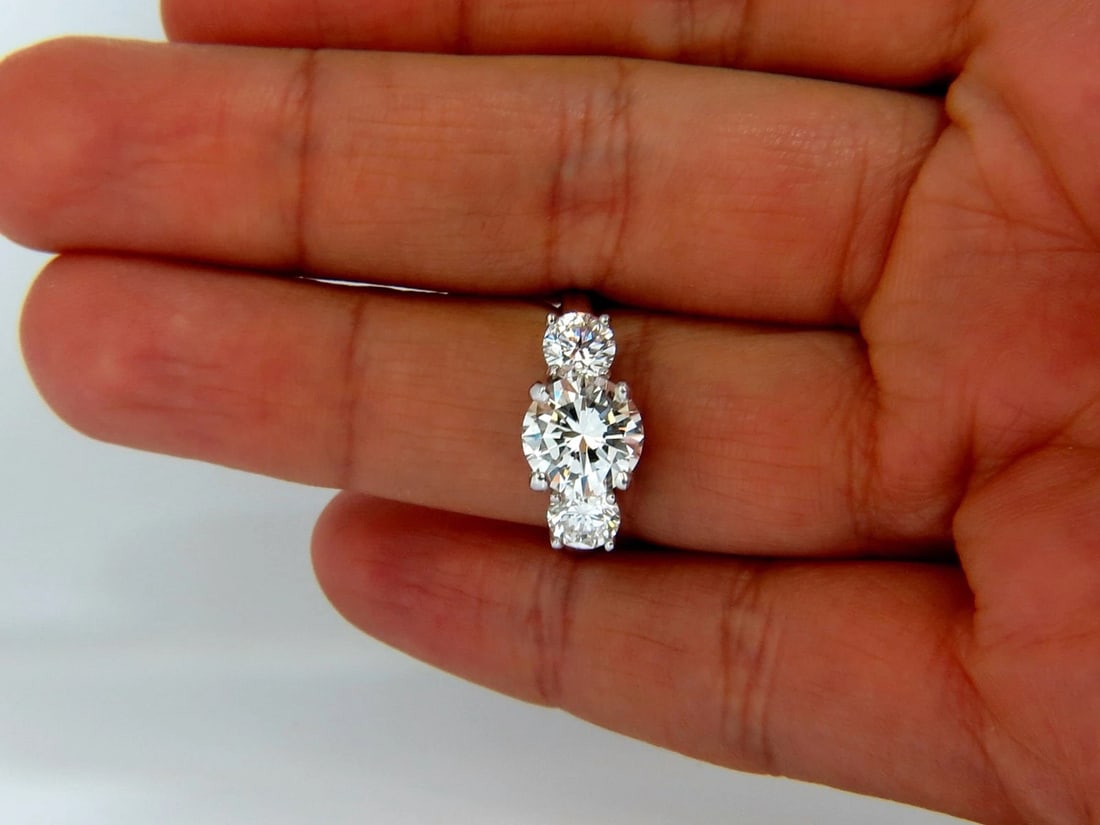 GIA CERTIFIED 4.41CT NATURAL ROUND BRILLIANT DIAMOND RING CLASSIC THREE *v - 8