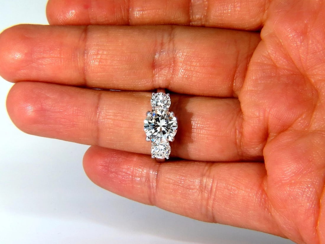 GIA CERTIFIED 4.41CT NATURAL ROUND BRILLIANT DIAMOND RING CLASSIC THREE *v - 9