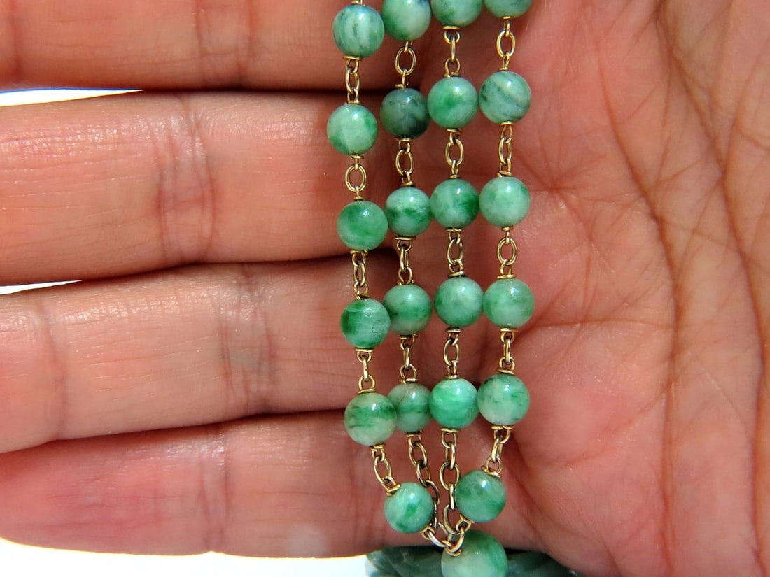 GIA NATURAL 210CT JADE BEAD NECKLACE & NO ENHANCEMENTS** - 3