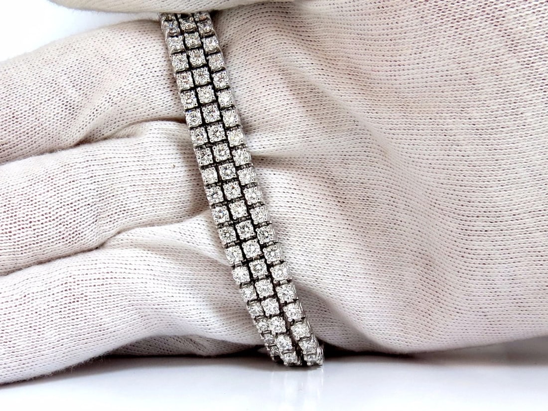 Natural Diamond Tennis Bracelet 12.32ct. G/Vs 14kt Three Rows 7 inch Brilliant** - 3