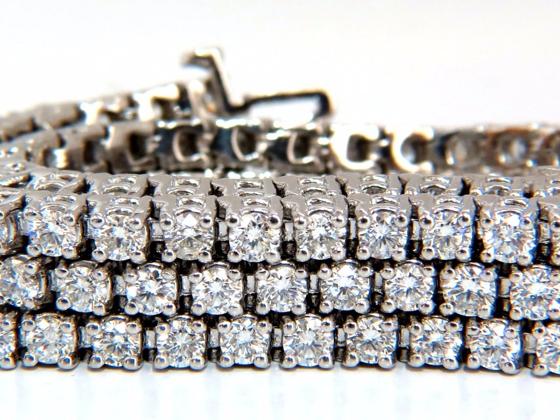 Natural Diamond Tennis Bracelet 12.32ct. G/Vs 14kt Three Rows 7 inch Brilliant** - 4
