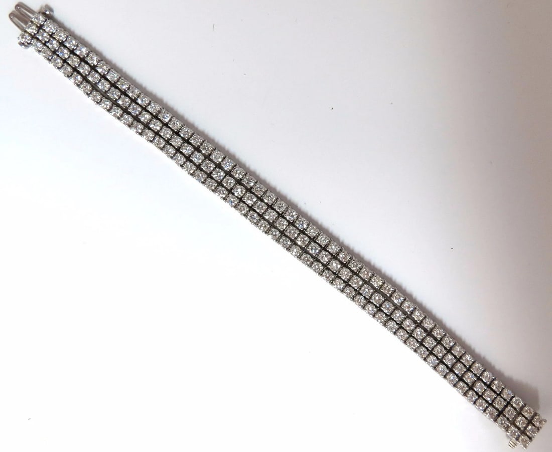 Natural Diamond Tennis Bracelet 12.32ct. G/Vs 14kt Three Rows 7 inch Brilliant** - 5