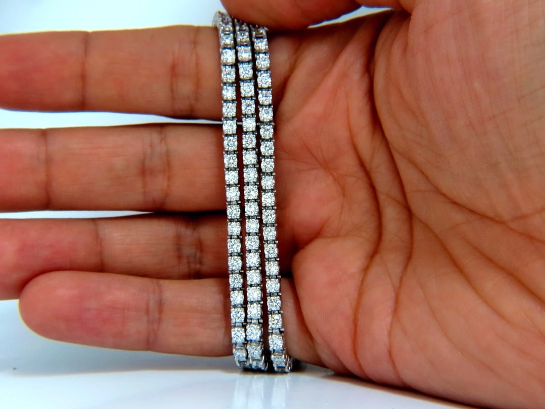 Natural Diamond Tennis Bracelet 12.32ct. G/Vs 14kt Three Rows 7 inch Brilliant** - 9