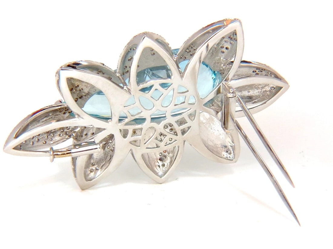 GIA CERTIFIED 69.37CT NATURAL AQUAMARINE DIAMONDS 3D PENDANT BROOCH PIN 18KT** - 4