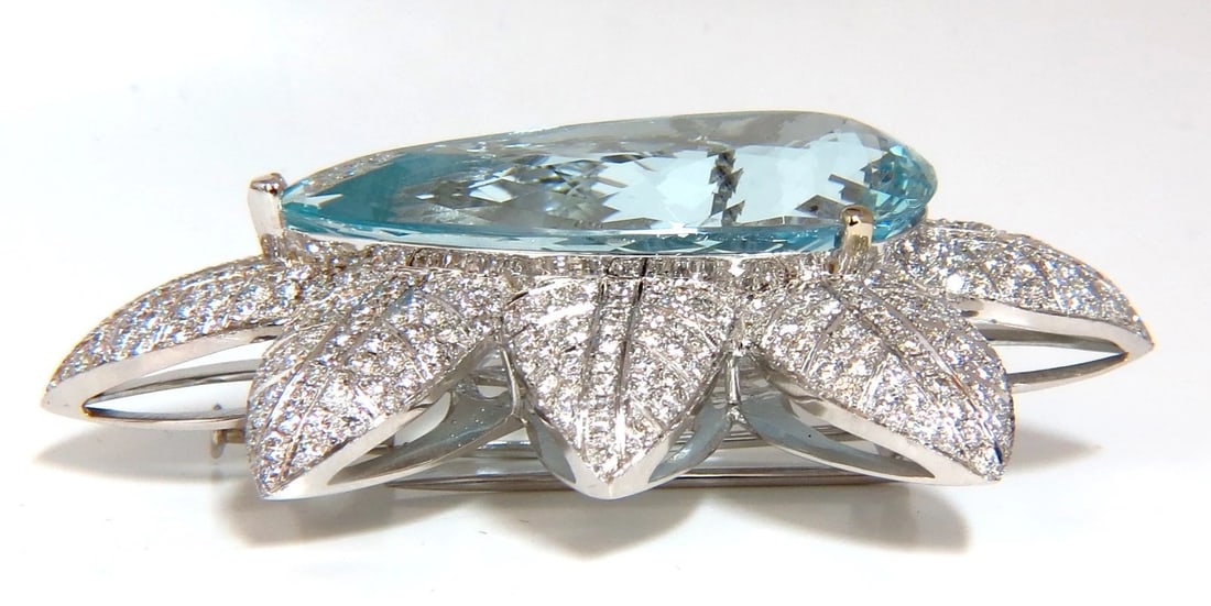 GIA CERTIFIED 69.37CT NATURAL AQUAMARINE DIAMONDS 3D PENDANT BROOCH PIN 18KT** - 5