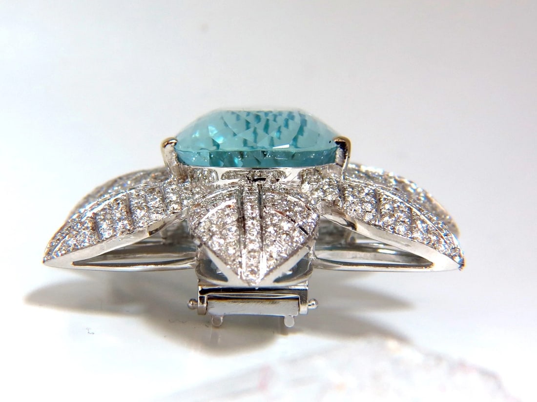 GIA CERTIFIED 69.37CT NATURAL AQUAMARINE DIAMONDS 3D PENDANT BROOCH PIN 18KT** - 6