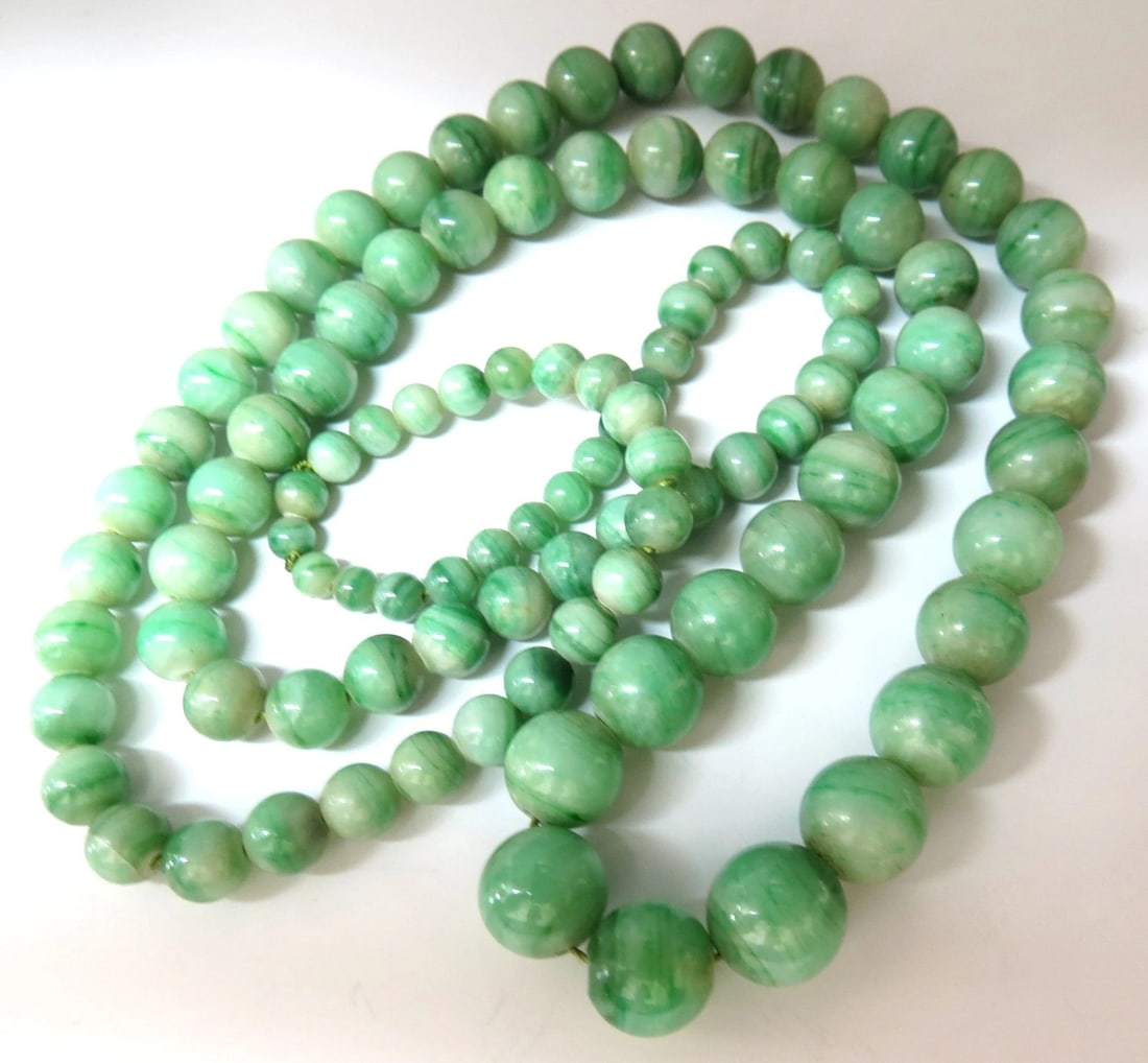 290ct GIA Certified 10.20mm NATURAL GREEN JADE BEAD NECKLACE** (1 of 9)