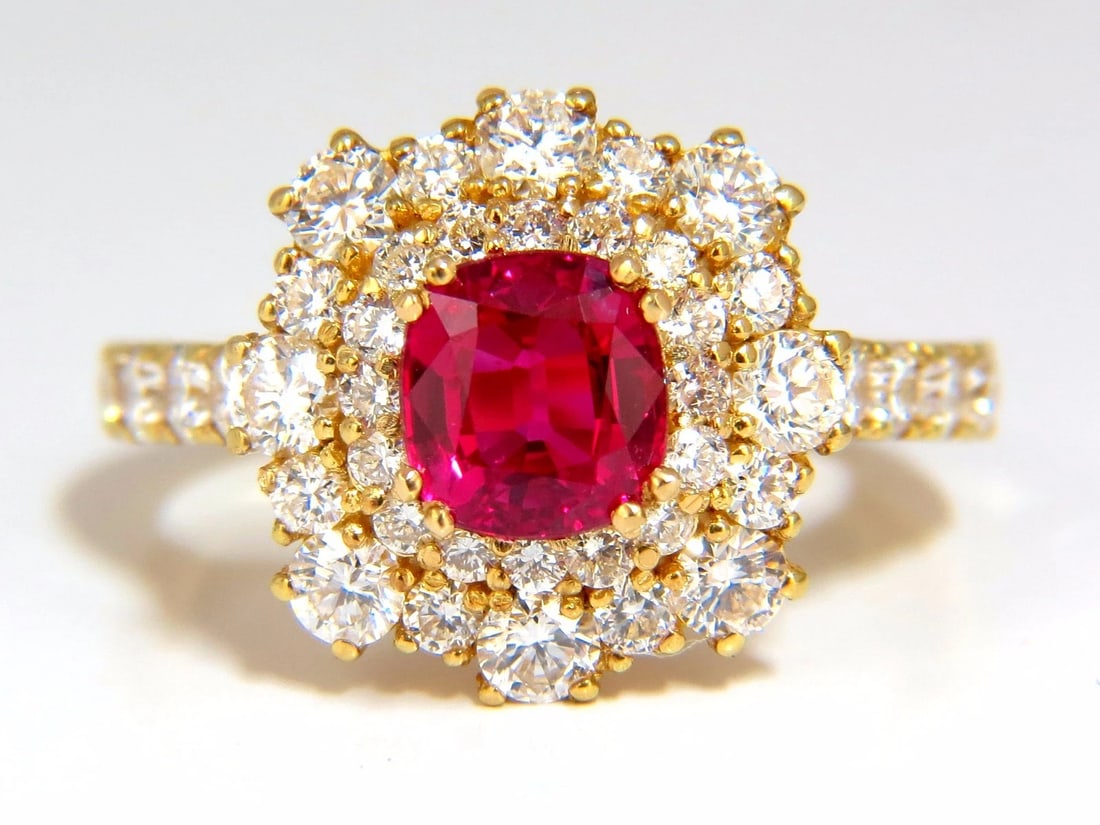 GIA Certified 3.24ct red Burma ruby diamonds ring 18kt cocktail petite*V: Title: GIA Certified 3.24ct red Burma ruby diamonds ring 18kt cocktail petite*V Description: MAGNIFICENT JEWELS GIA Certified 1.64Ct Natural Ruby Ring Report: 2175031516 Cushion cut Clean Clarity & Tr