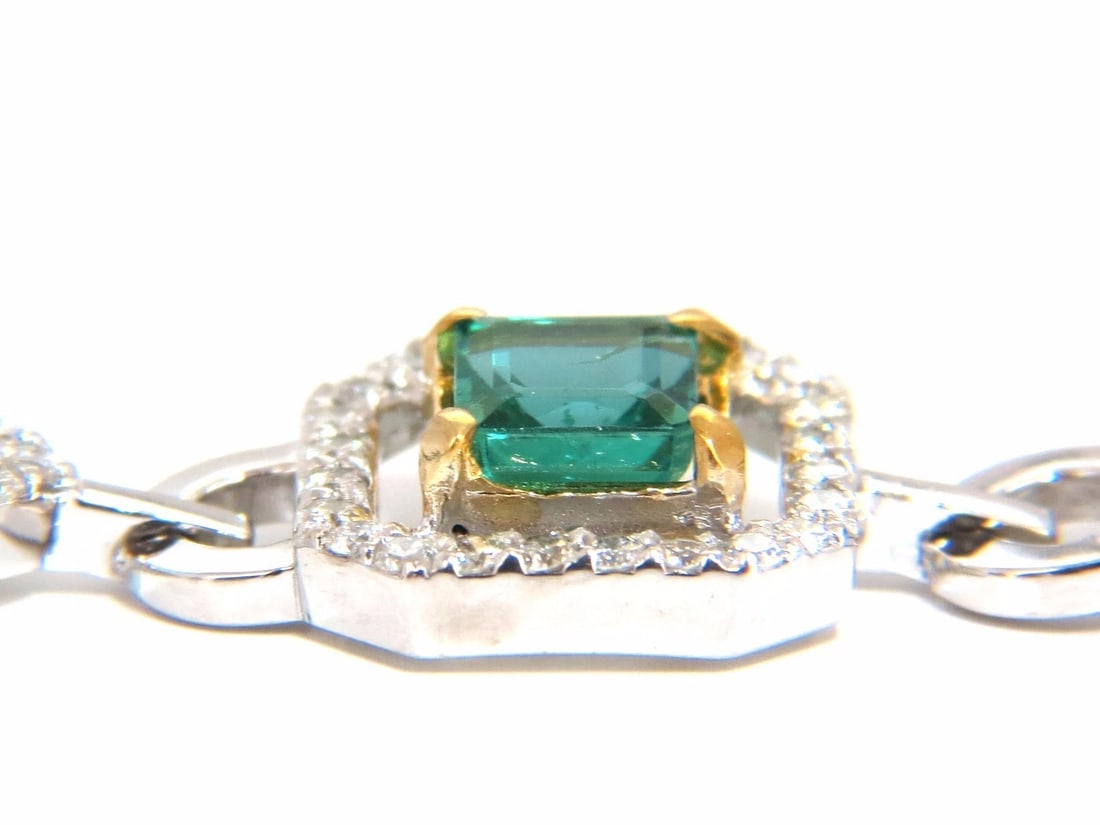 10.62ct natural emeralds diamond halo bracelet 14kt** - 3