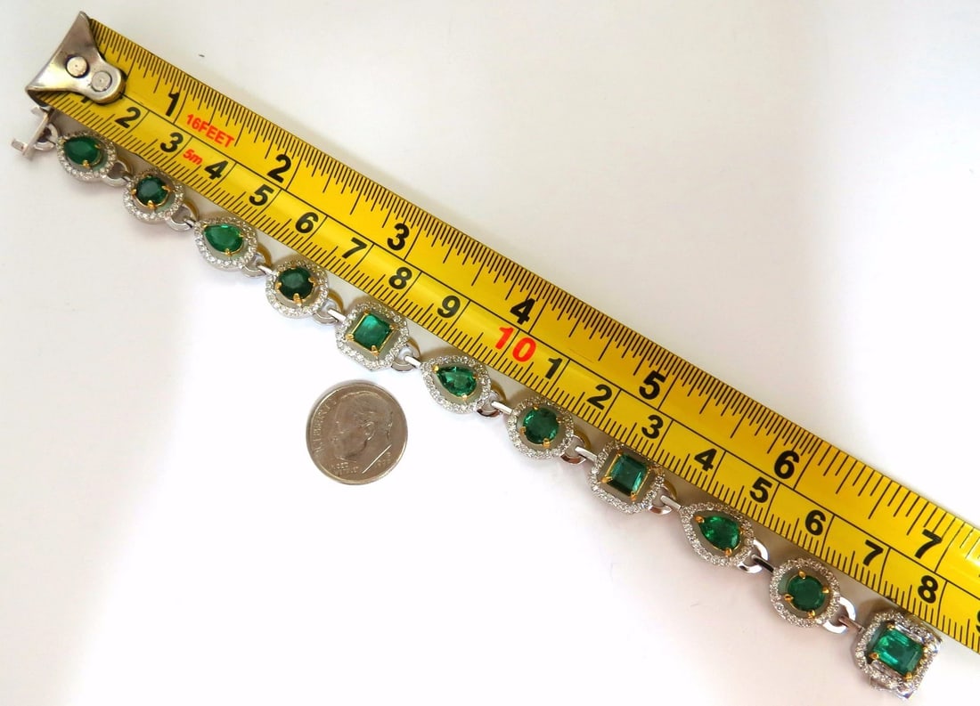 10.62ct natural emeralds diamond halo bracelet 14kt** - 6