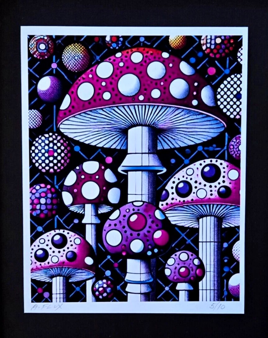 AIDAN FLUX | Hand Signed Authentic Ltd ED of 10 Print Framed Mushrooms World COA - 3