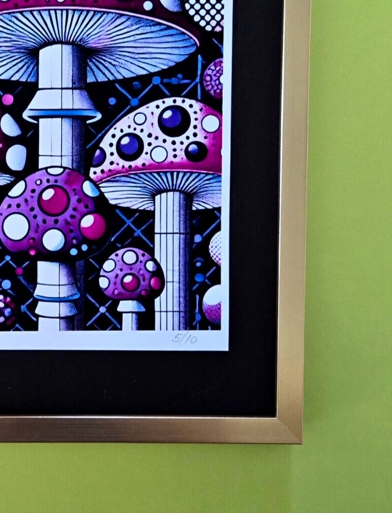 AIDAN FLUX | Hand Signed Authentic Ltd ED of 10 Print Framed Mushrooms World COA - 5