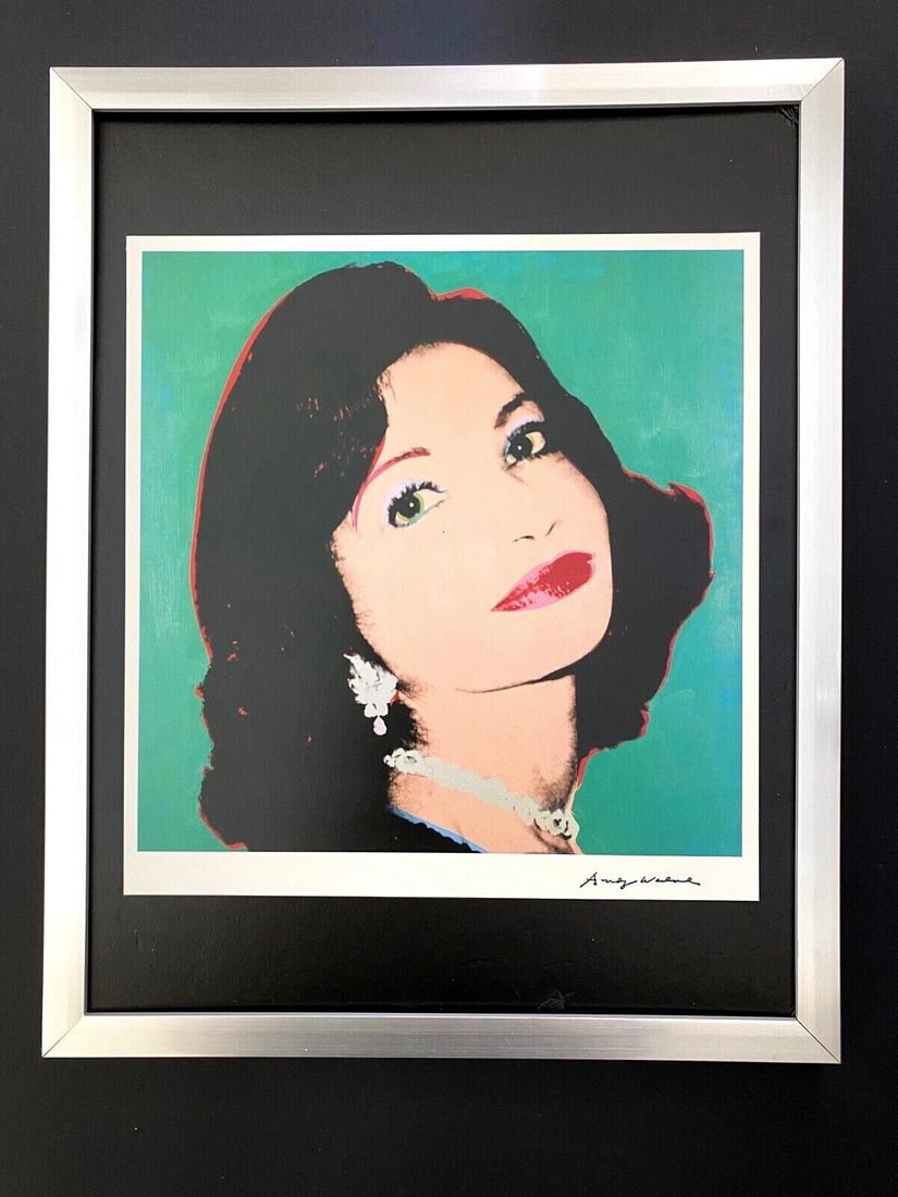 ANDY WARHOL PRINCESS OF IRAN Signed 1984 Print Framed Ready to Hang: Up for Auction this Beautiful and Scarce Vintage 1984 Offset Lithograph after Andy Warhol " Princess of Iran " Facsimile Signature in ink Art Print is about 9 X 8 in. This piece is mounted on a 11 x 1