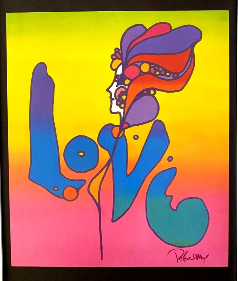 PETER MAX + BEAUTIFUL + LOVE SIGNED PRINT + NEW FRAME - 2