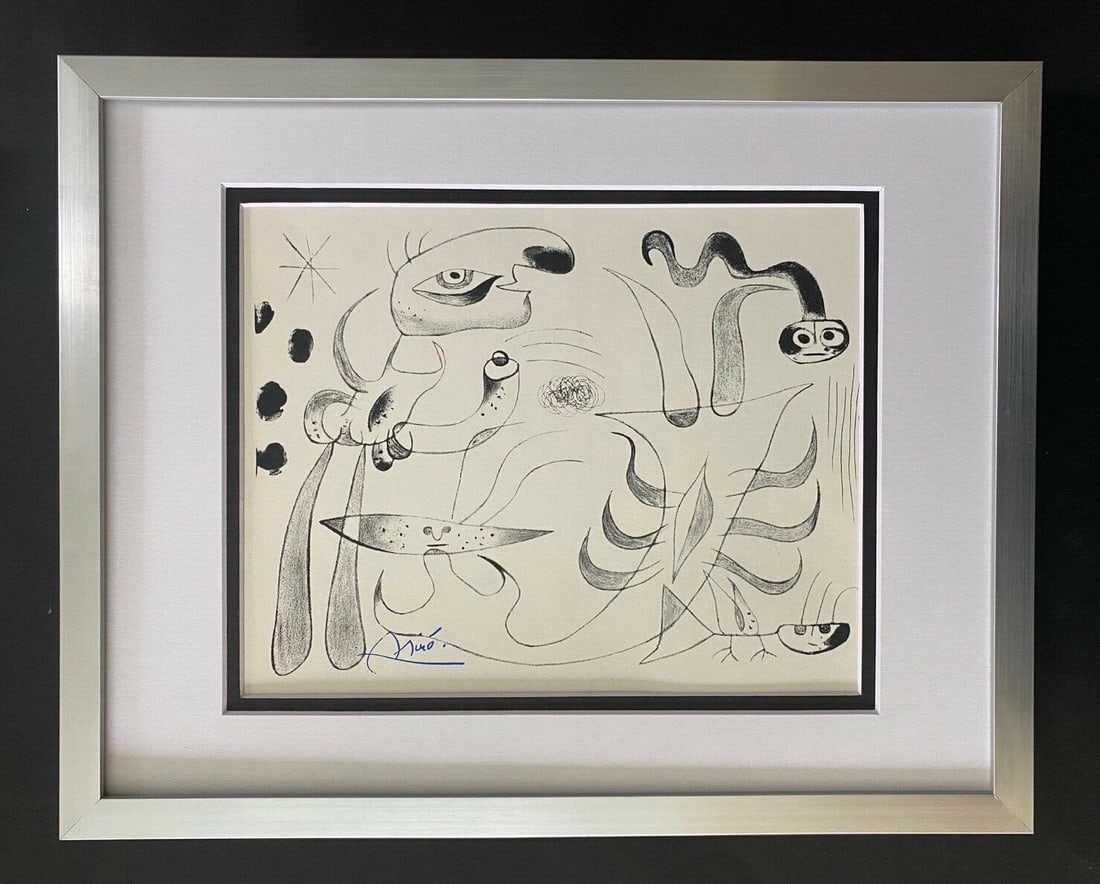 JOAN MIRO 1971 BEAUTIFUL SIGNED PRINT MATTED 11 X 14 WITH FREE FRAMING! (1 of 4)