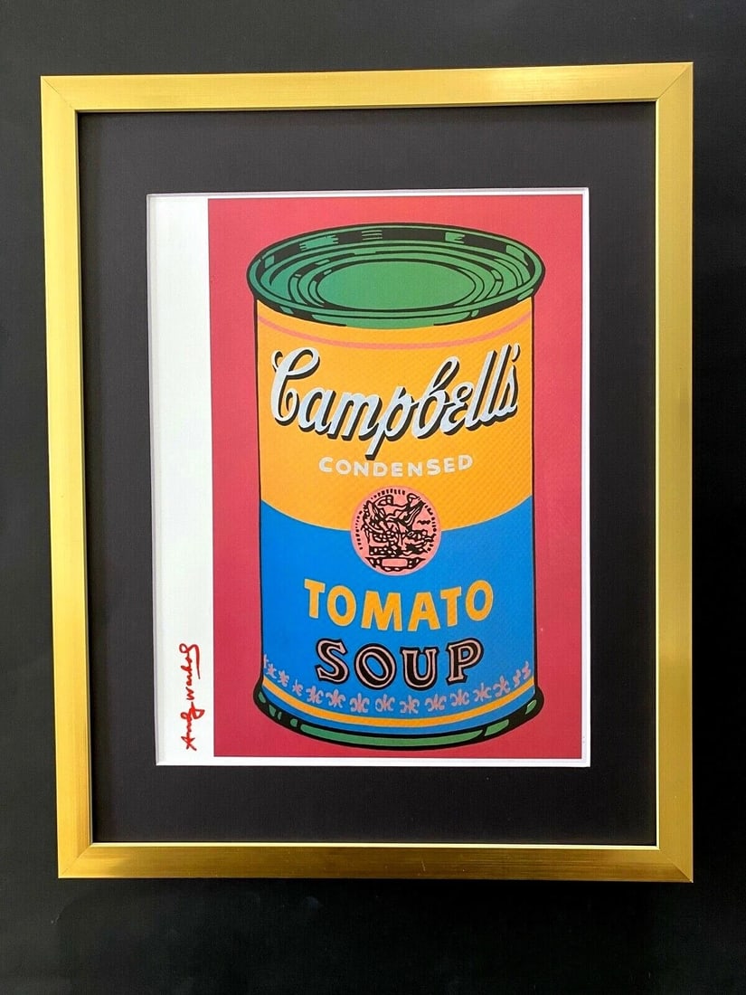 ANDY WARHOL, 1984 SIGNED CAMPBELL'S SOUP CAN POP ART WITH FREE FRAMING: This is a Beautiful and Scarce 1984 Print by Andy Warhol " CAMPBELL'S SOUP" FACSIMILE SIGNED IN RED INK Matted to be Framed at Home on your Favorite 11 x 14 NOTE: THE FRAME IS NOT INCLUDED IN THE AUCT