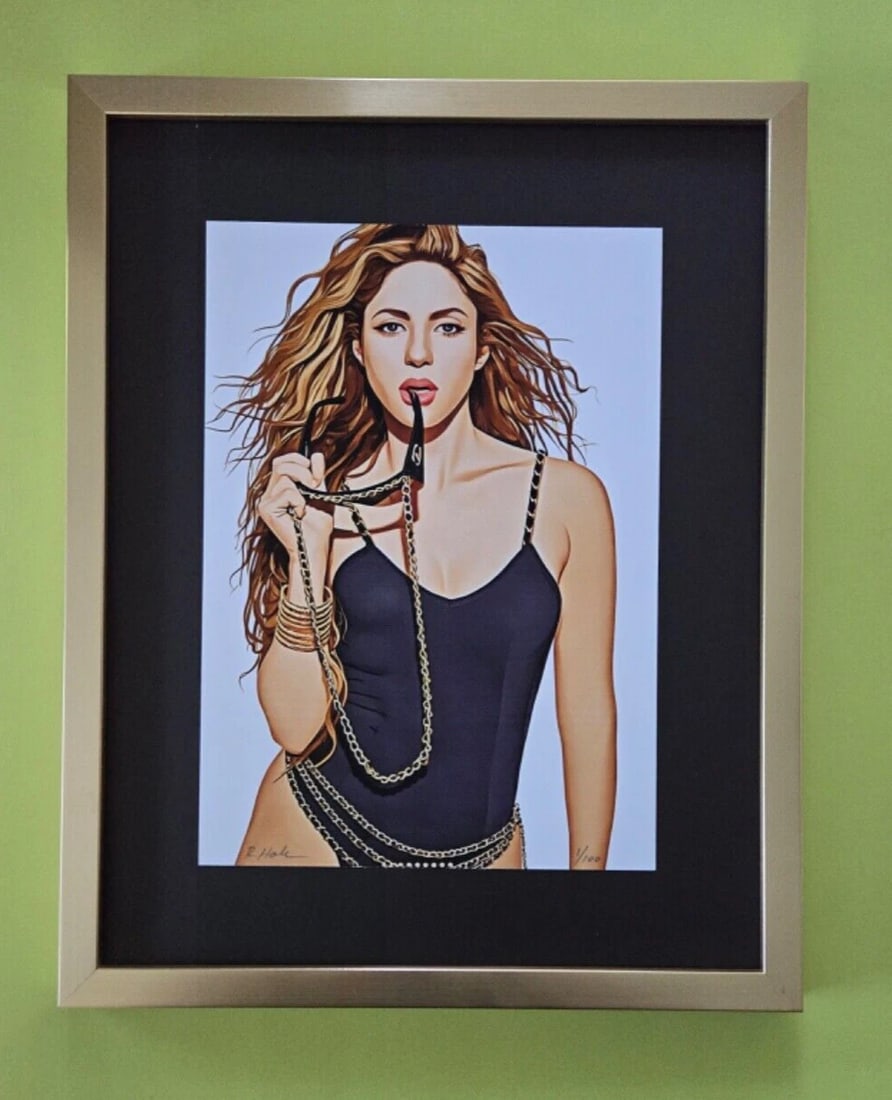 Original " SHAKIRA " Hand Signed Ltd Ed Print by Pop Artist Rabbit Hole (1 of 3)