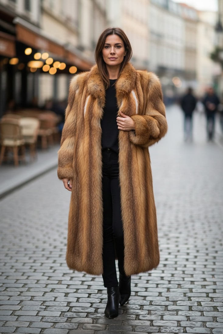 LONG RED FOX FUR COAT EU: XL ; US: 20 (1 of 12)