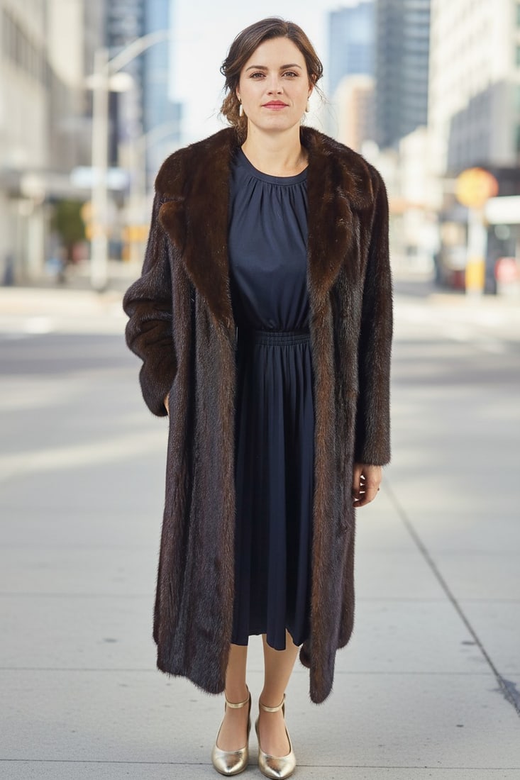 LONG BROWN MINK FUR COAT EU: XXL ; US: 24: Title: LONG BROWN MINK FUR COAT EU: XXL ; US: 24 Dimensions: Title:Approximate size- EU: XXL; US: 24 : Important details: Length: 120cm/47.24in -Shoulders width:52cm/20.47in -Sleeve Length:64cm/25.2in
