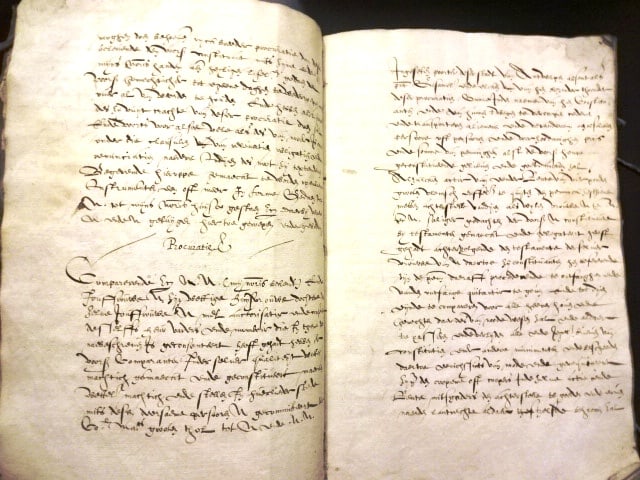 17th C Vellum Manuscript Legal Ledger Folio: Title: 17th C Vellum Manuscript Legal Ledger Folio Additional Info: A manuscrip0t ledger of legal documents dating from the early to mid 17th century and other entries dating to the end of the 16th ce
