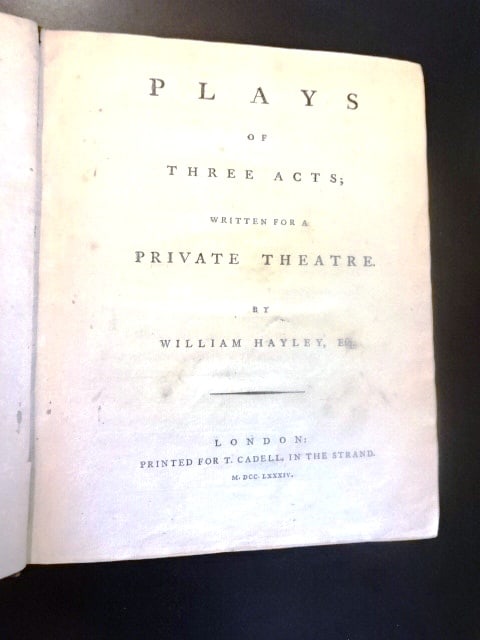 1784 Leather Binding Plays of William Hayley - 3