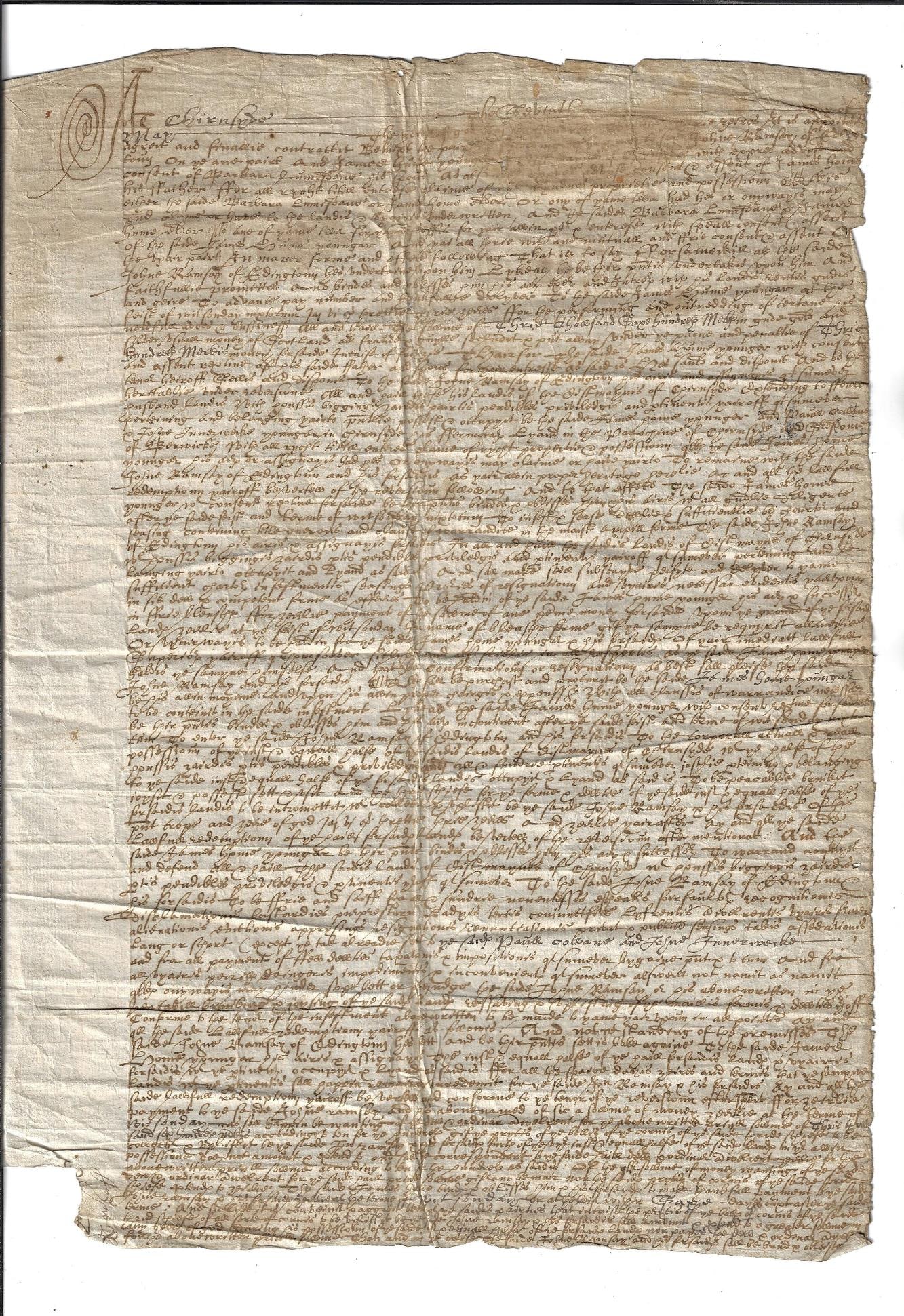 17th C Scottish Manuscript Legal Document (1 of 2)