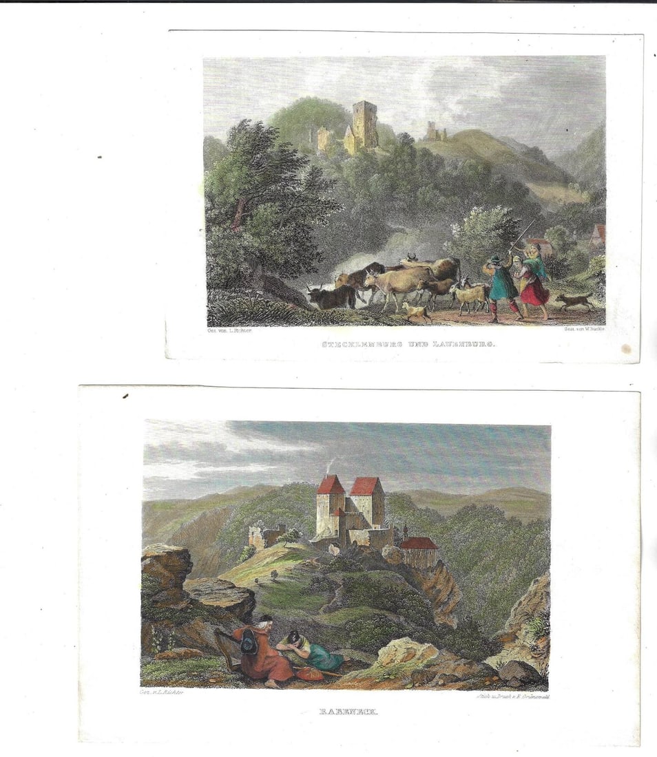 1850 Colored German City Views Engravings - 2