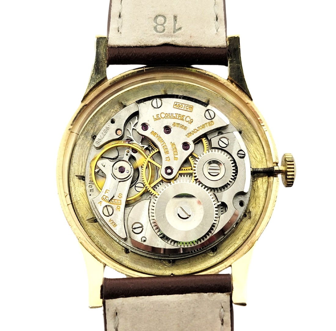 Vintage 14k LeCOULTRE Winding Watch c.1960s Cal 480/CW* BLACK DIAL*EXLNT - 9