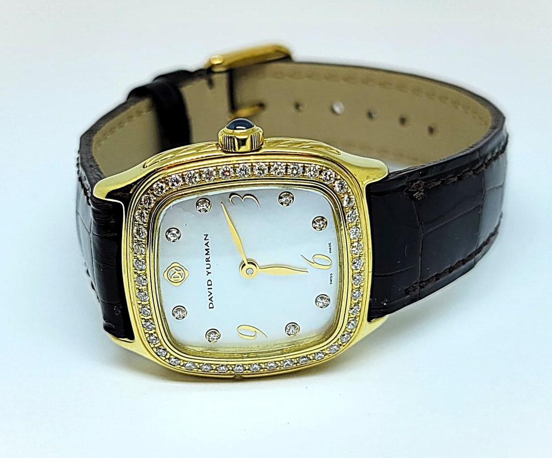 Ladies Solid 18k DAVID YURMAN Watch Ref T304-XS88 with Diamonds & MOP Dial EXLNT - 4