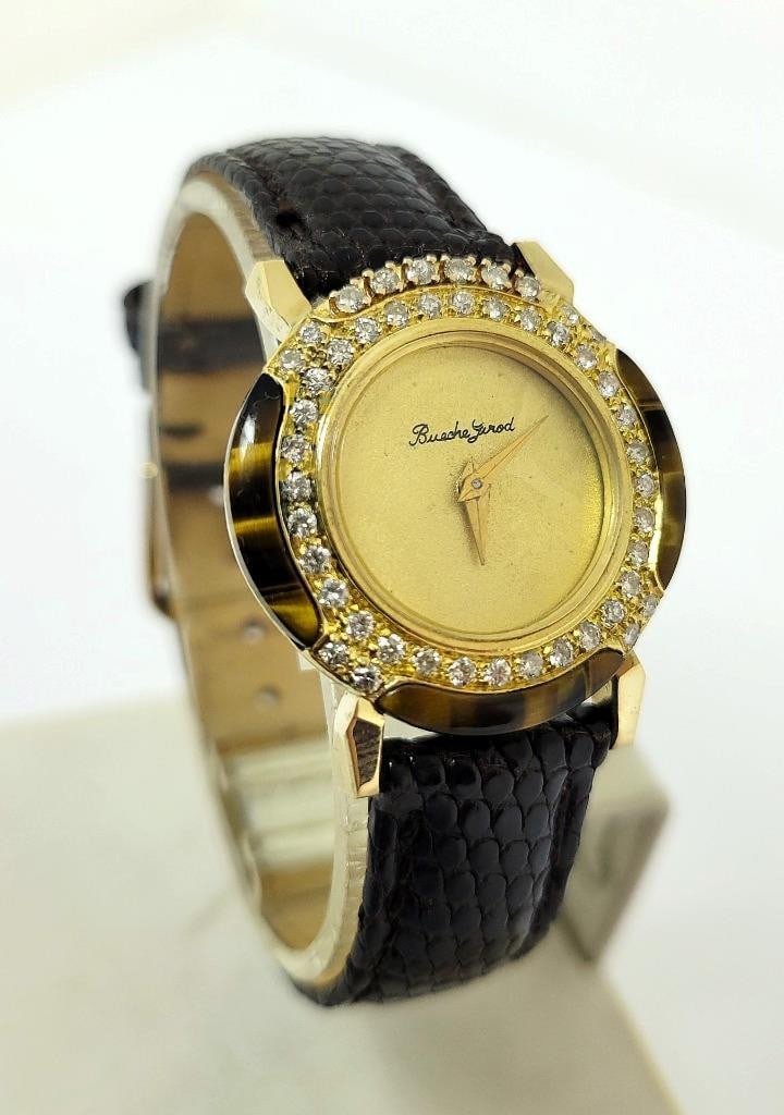 Solid & Heavy 18k BUECHE GIROD Ladies Watch Ref 1005 with 1.10 ct Diamonds RARE - 4