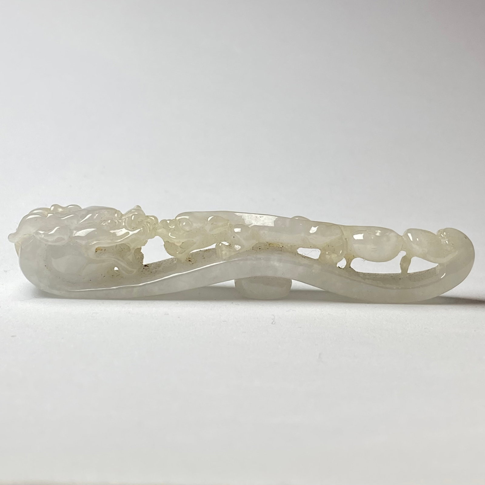 Antique Chinese White Jade Icy Jadeite Jade Dragon Belt Hook (1 of 20)