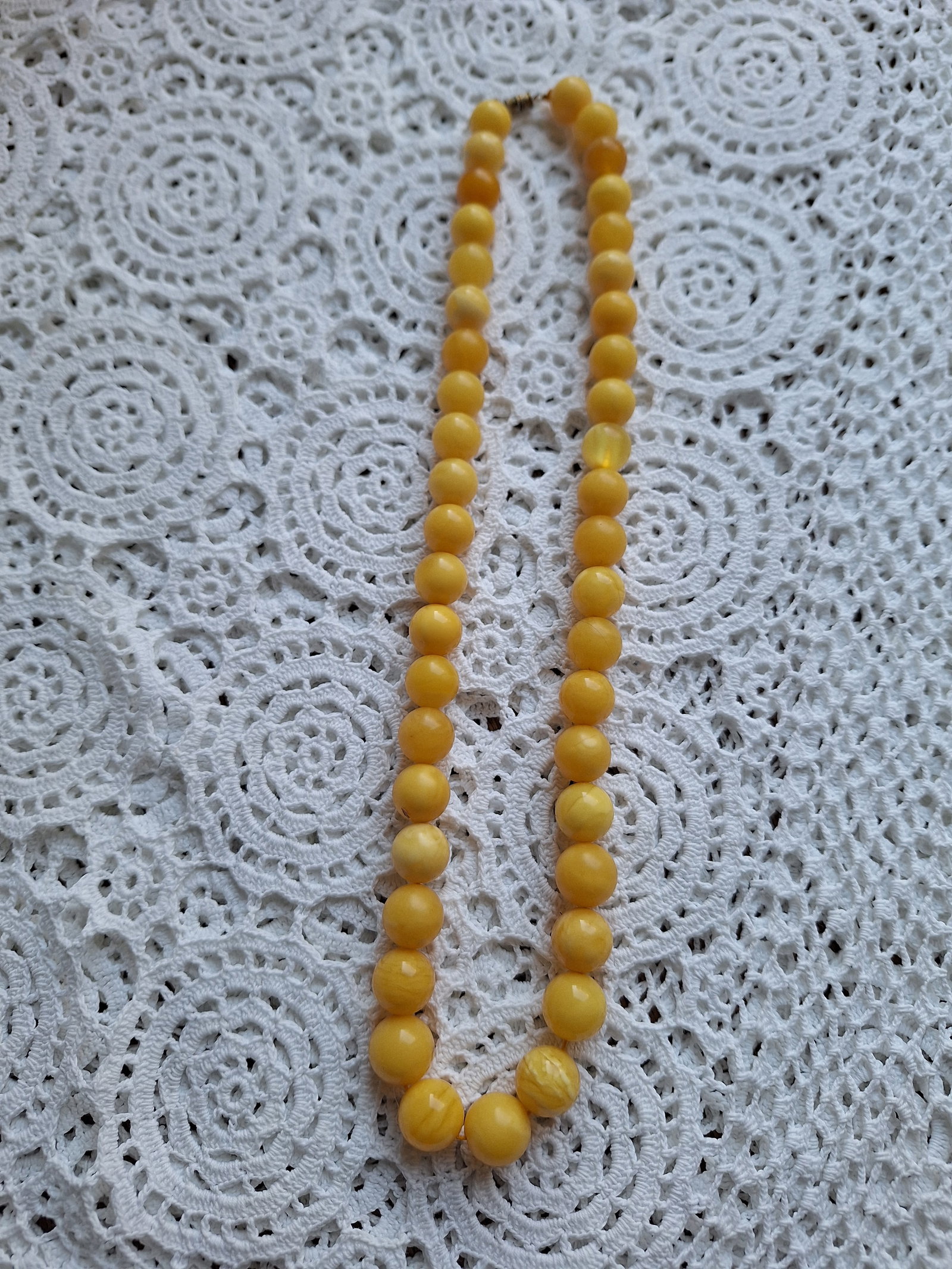 Vintage Art Deco Round Yellow Amber Necklace - 3