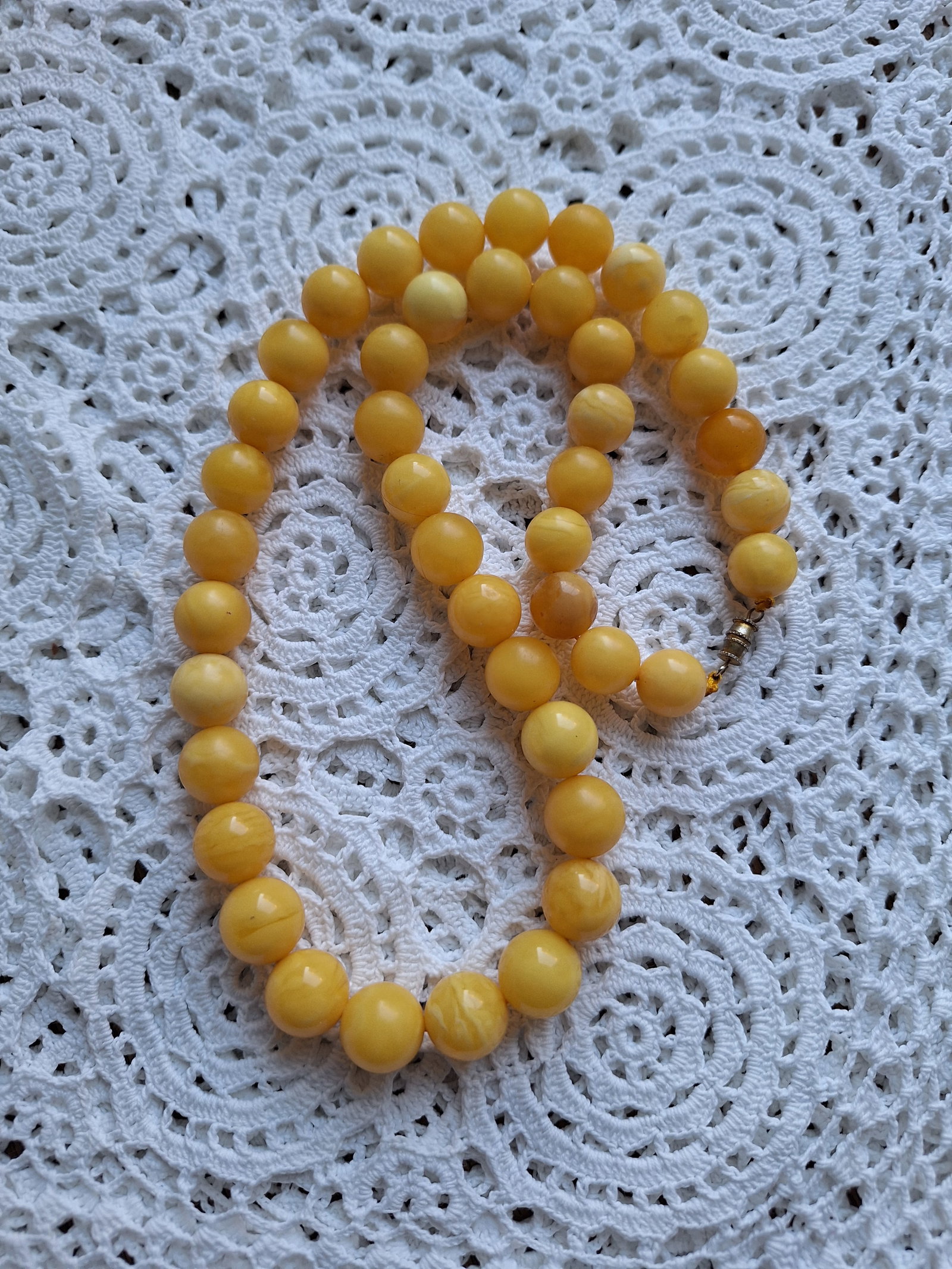 Vintage Art Deco Round Yellow Amber Necklace - 5