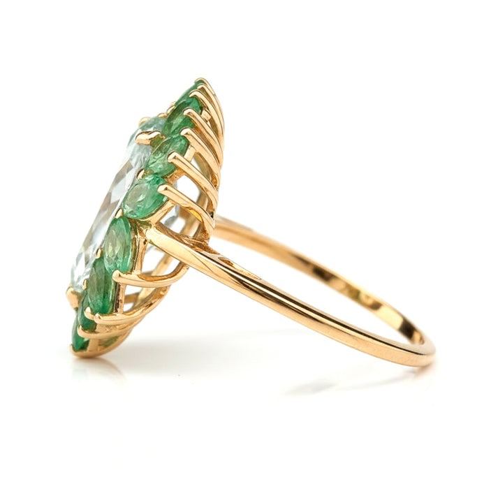 4.54 Ct Pear Aquamarine 9K Gold Ring - 4
