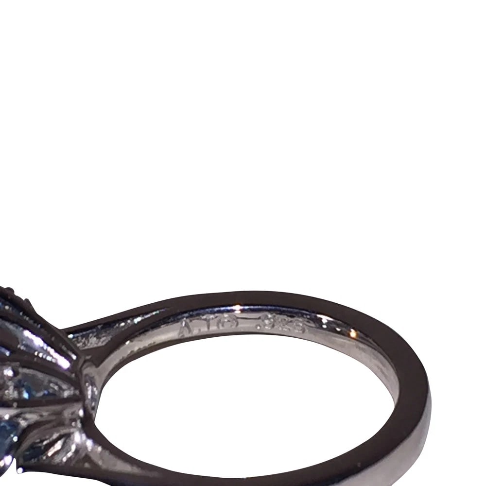 Faceted Blue Topaz Cushion Cut Sterling Cocktail Ring - 8