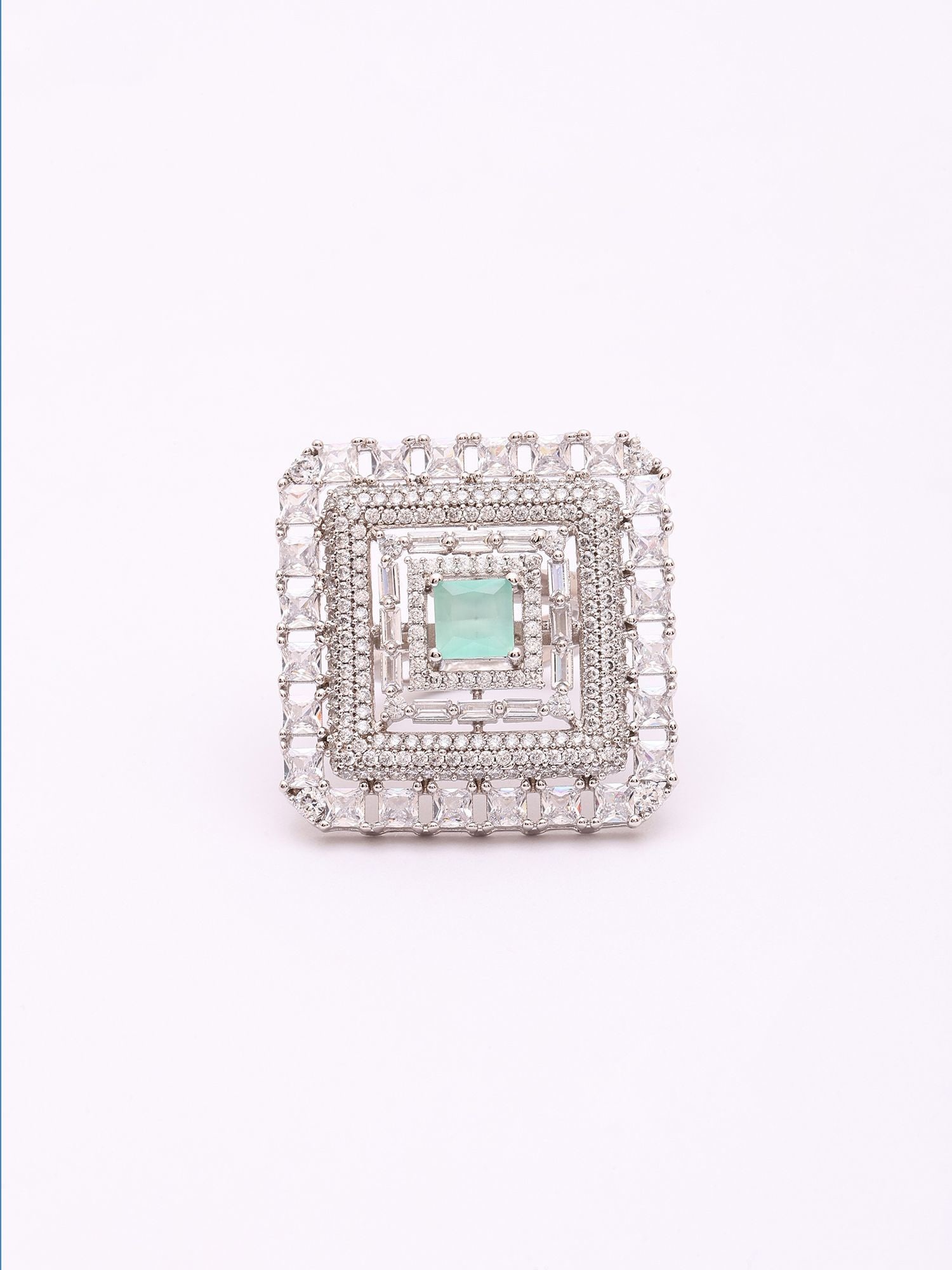 Concentric Square Design Sterling Silver Ring - 2