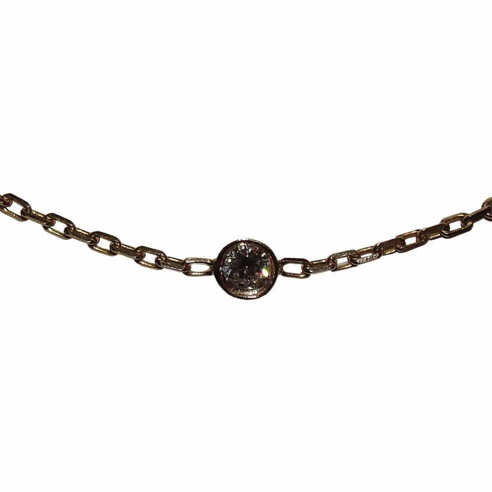 Italian 14 kt Bezel Set Gold Diamond Necklace (1 of 6)