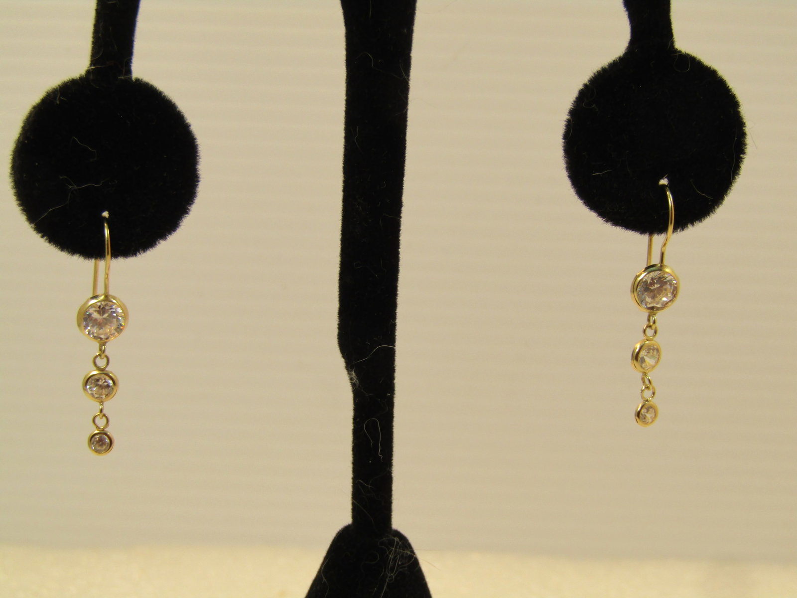 14kt Dangle Crystal/CZ Earrings, Pierced, 1990's - 2