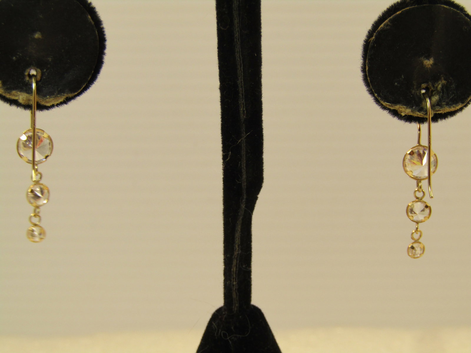 14kt Dangle Crystal/CZ Earrings, Pierced, 1990's - 4