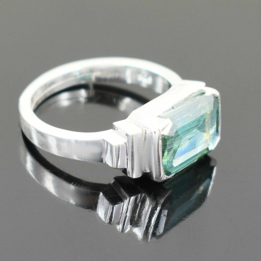 Hand Made Sterling Silver Blue Diamond Ring 4.8 Cts - 3