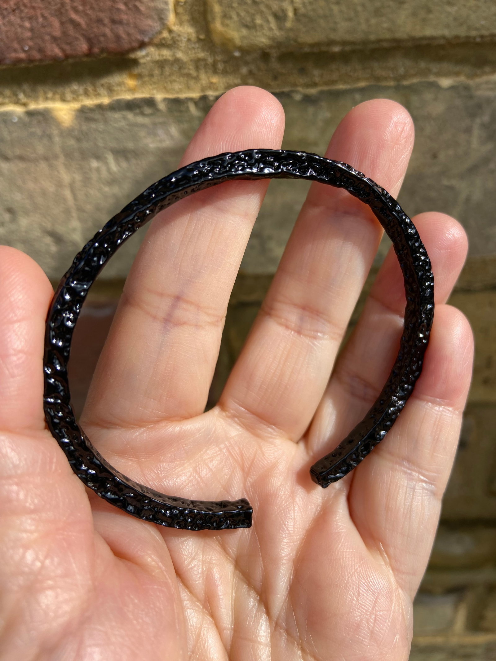 Forged Midnight Bangle - Textured Titanium Steel Adjustable - 4