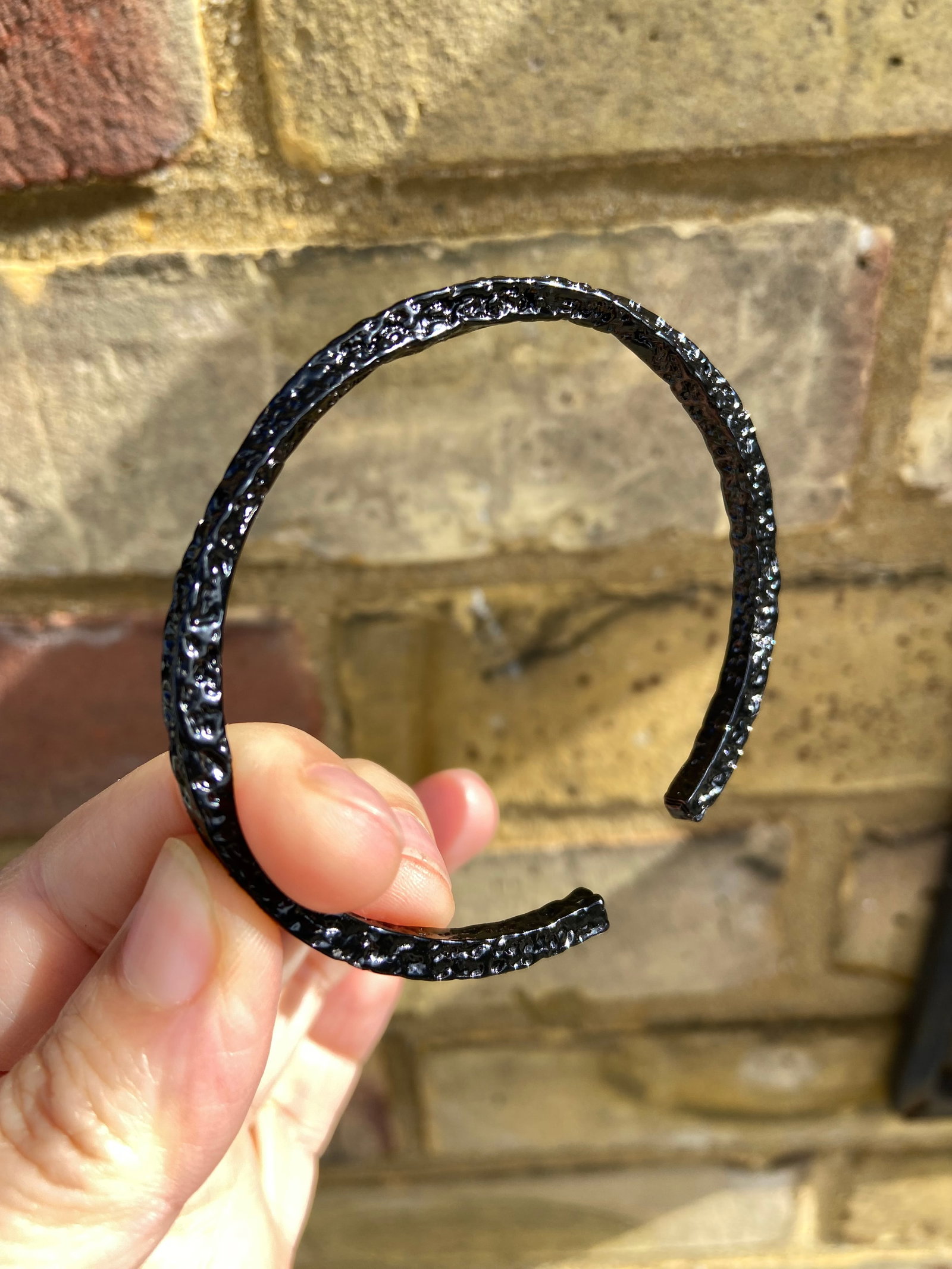 Forged Midnight Bangle - Textured Titanium Steel Adjustable - 6